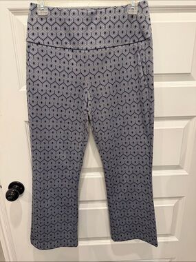 CAbi Blue Geometric Print Cropped Pants